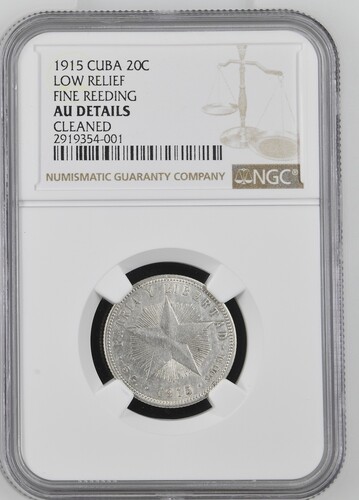 1915 Cuba 20 Centavos - NGC AU Details