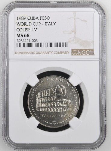 1989 Cuba Peso World Cup Italy Coliseum - NGC MS68
