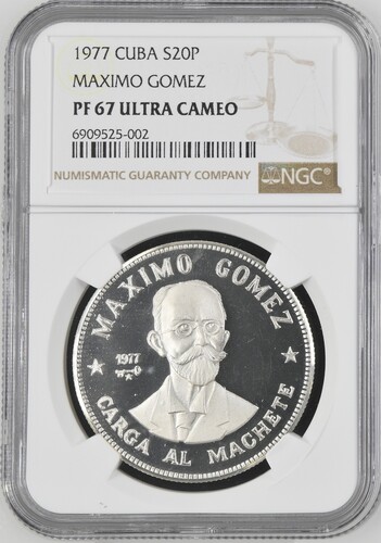 1977 Cuba 20 Pesos Maximo Gomez - NGC PF67 ultra Cameo