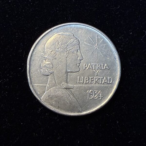 1934 Silver Cuban ABC Peso AU Rim Bump