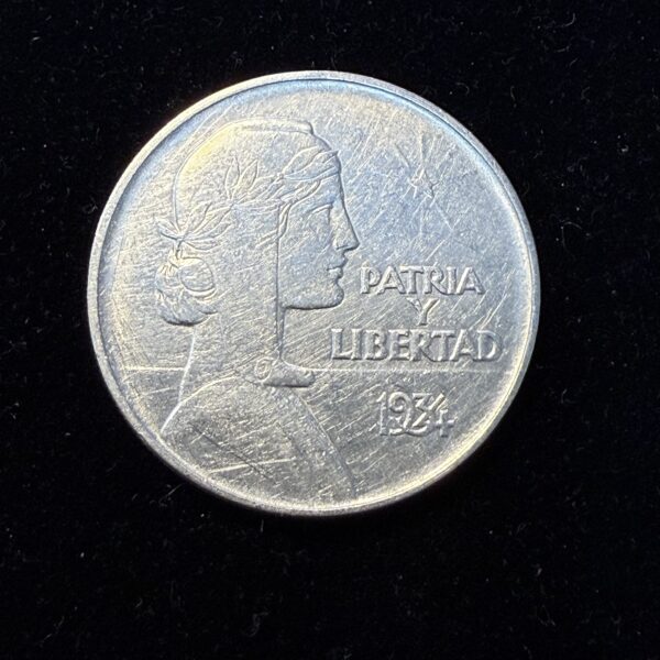 1934 Silver Cuban ABC Peso AU Cleaned