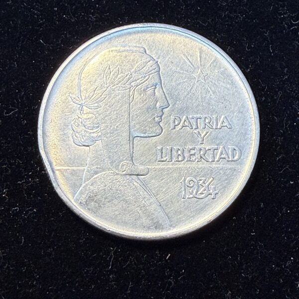 1934 Silver Cuban ABC Peso Rim Bump