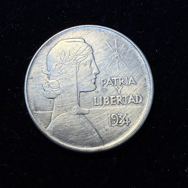 1934 Silver Cuban ABC Peso AU Cleaned -3