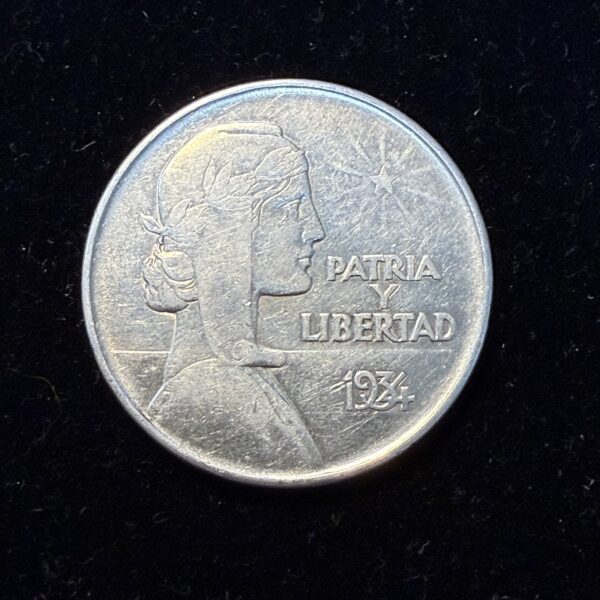 1934 Silver Cuban ABC Peso XF Cleaned