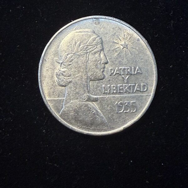 1935 Silver Cuban ABC Peso AU Rim Bump