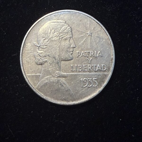 1935 Silver Cuban ABC Peso AU Rev Damage