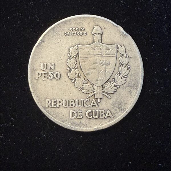 1935 Silver Cuban ABC Peso XF Rev Rim Bumps - Image 2