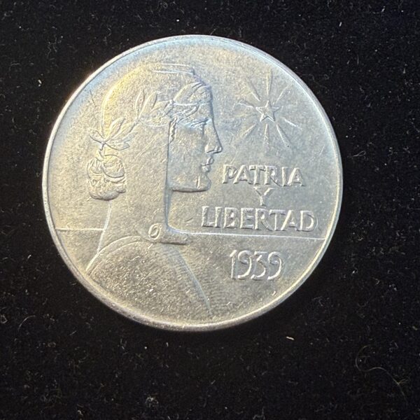 1939 Silver Cuban ABC Peso AU Light Cleaned