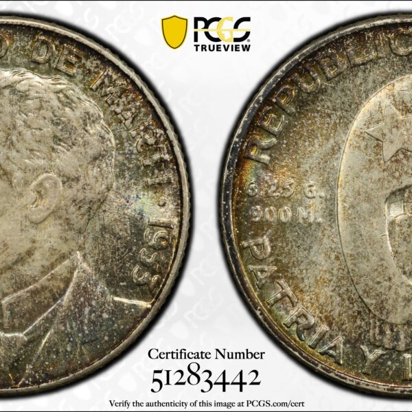 1953 Cuba 25 Centavos - PCGS MS65