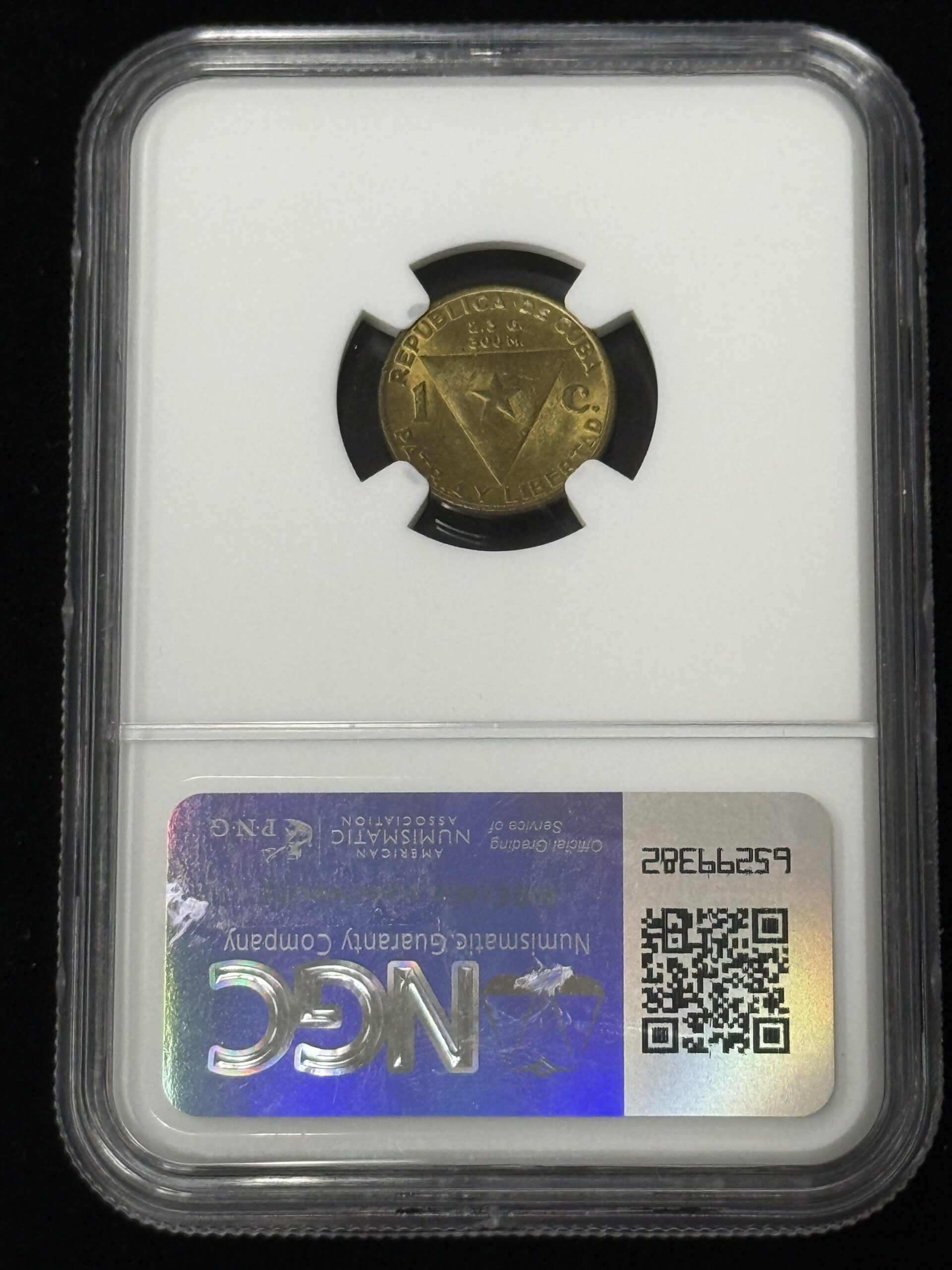 1953 Cuba Marti 1 Centavo NGC MS 64 Toned - Image 2