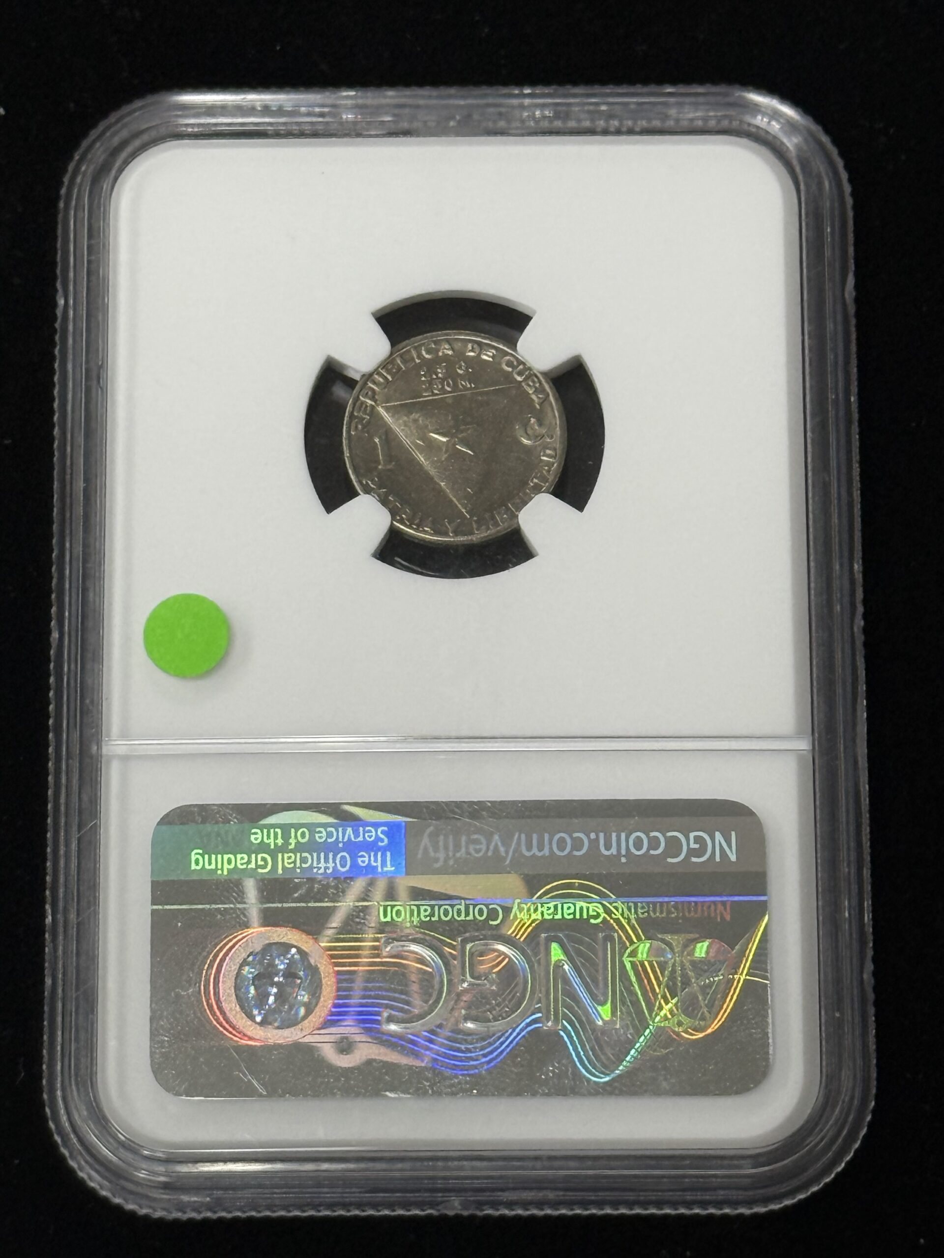 1958 Cuba Marti 1 Centavo NGC MS 64 - Image 2
