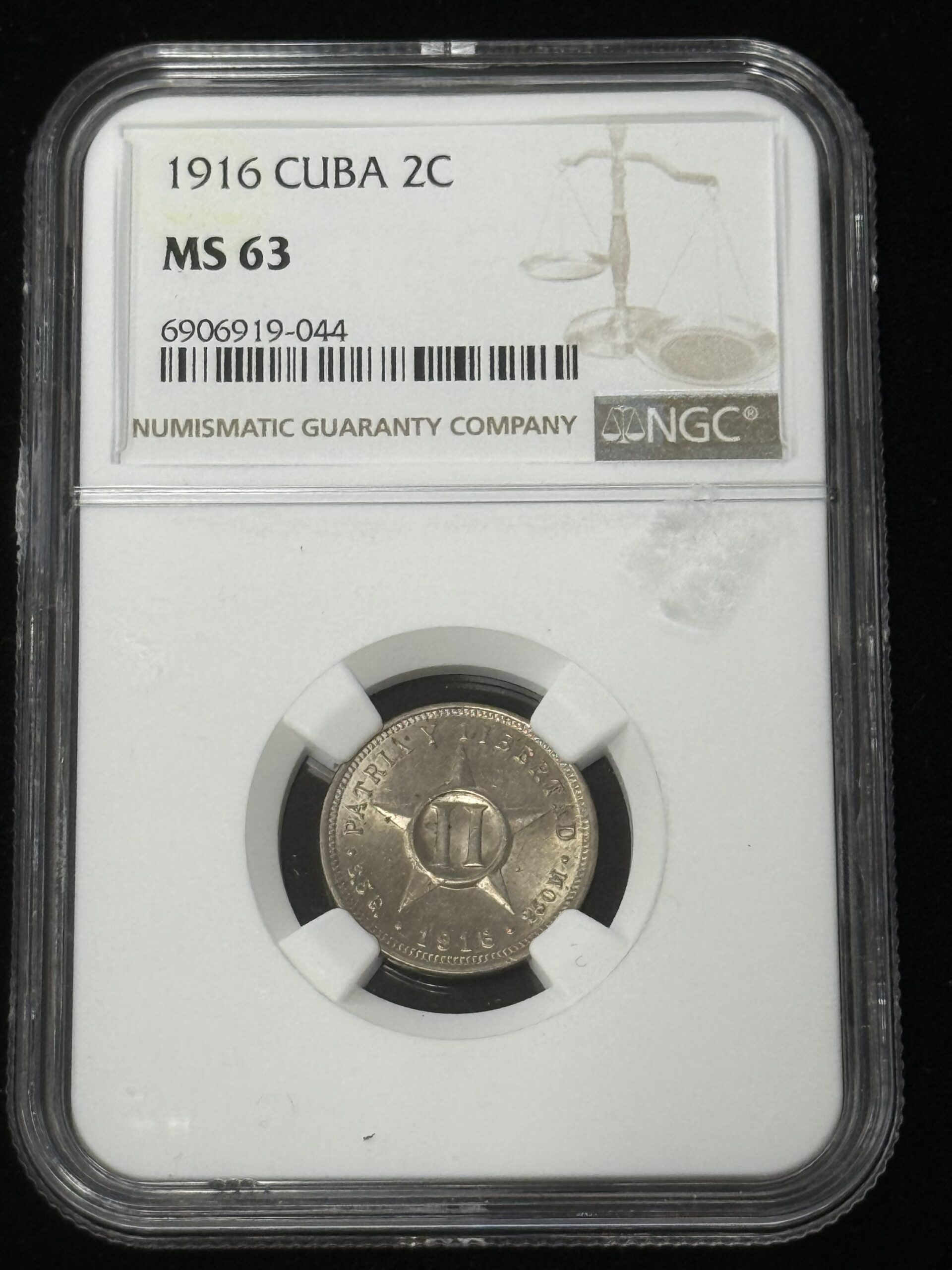 1916 Cuba 2 Centavos NGC MS63
