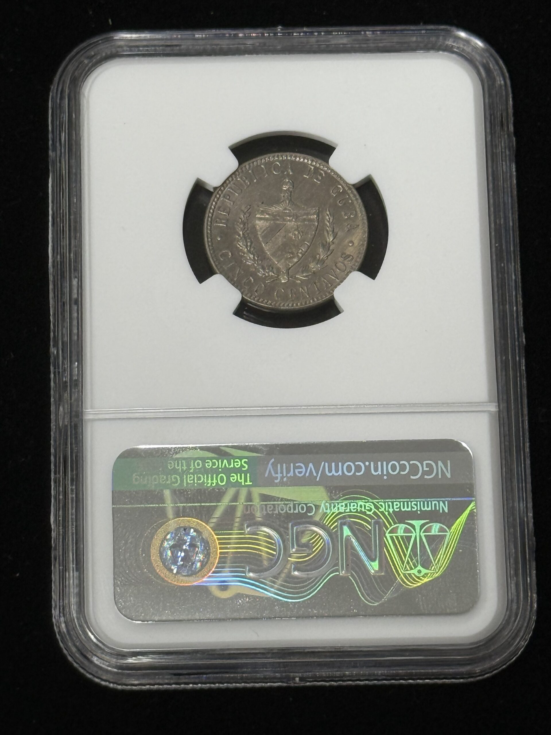 1915 Cuba 5 Centavos NGC MS64 Toned - Image 2