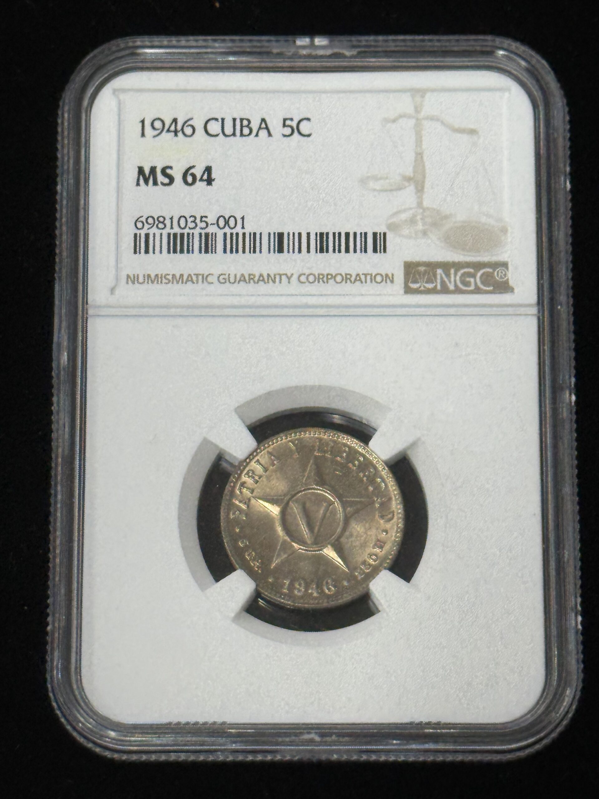 1946 Cuba 5 Centavos NGC MS64