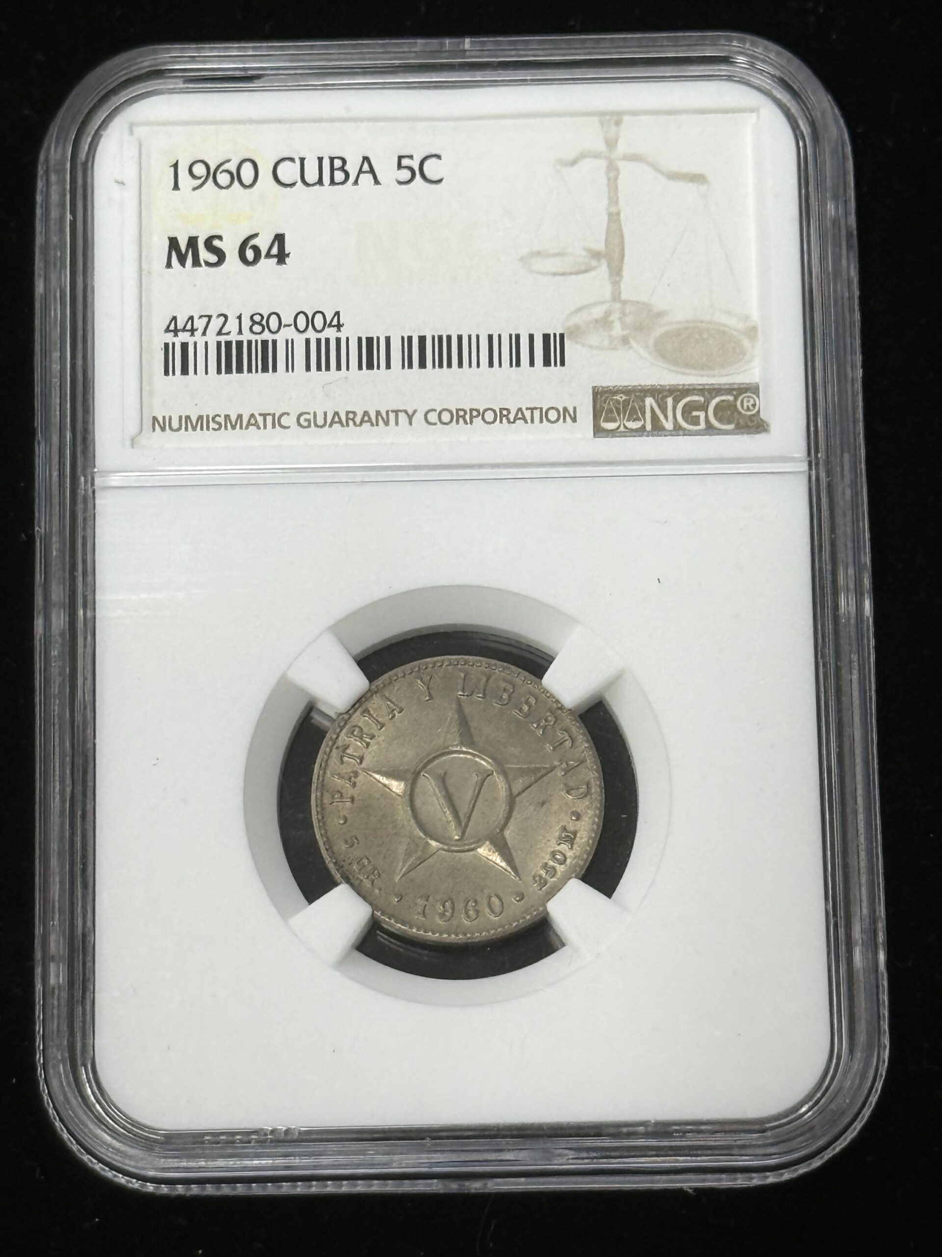 1960 Cuba 5 Centavos NGC MS64