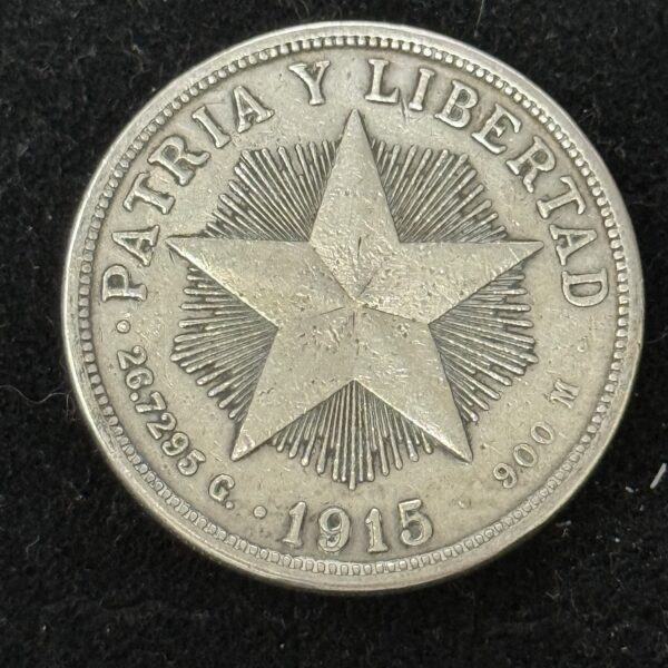 1915 Cuba Star Peso Low Relief VF Details