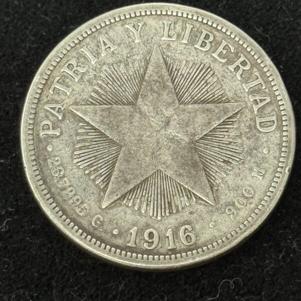 1916 Cuba Star Peso Key Date F Details Smoothed