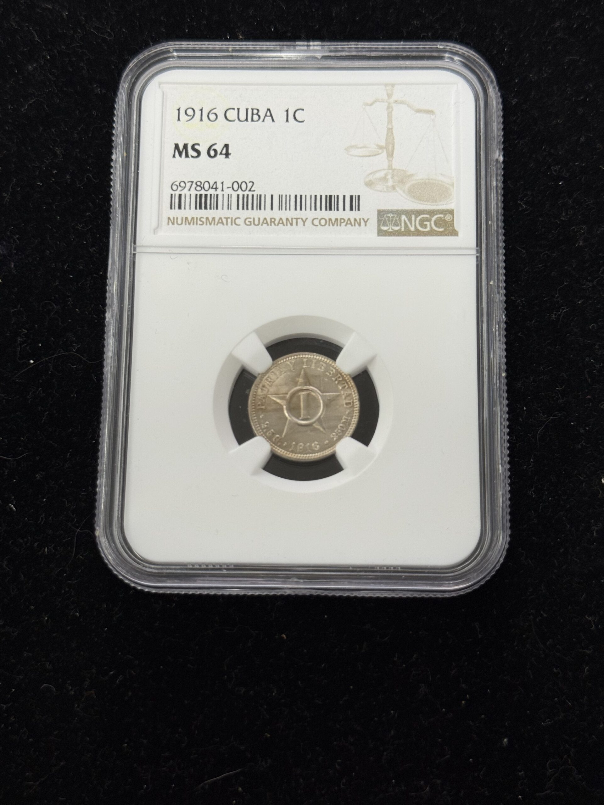 1916 Cuba 1 Centavos NGC MS64