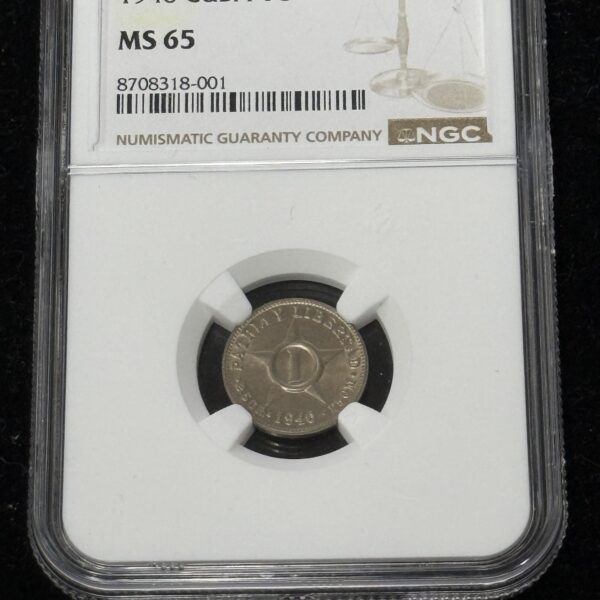 1946 Cuba 1 Centavos NGC MS65