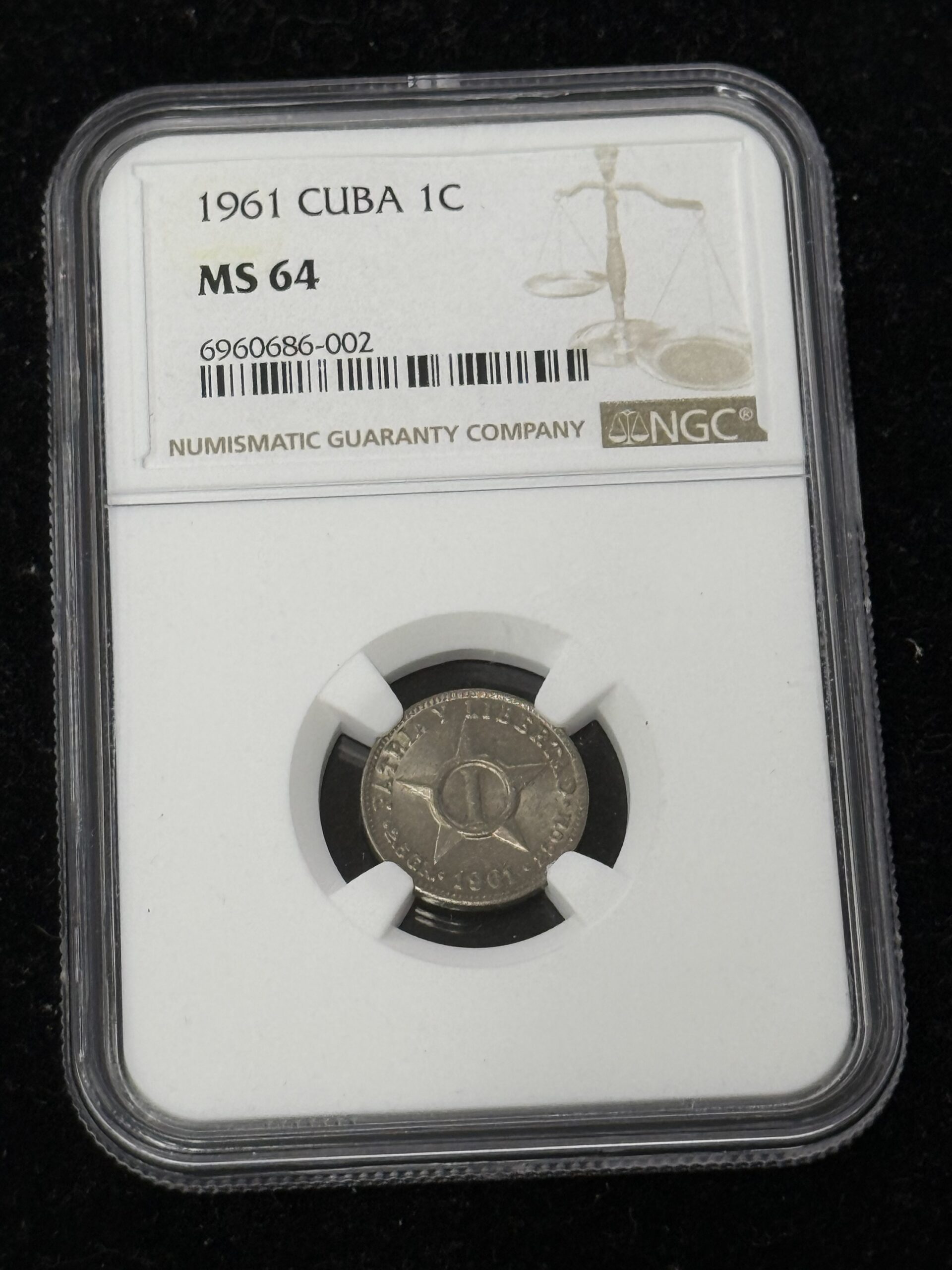 1961 Cuba 1 Centavos NGC MS64