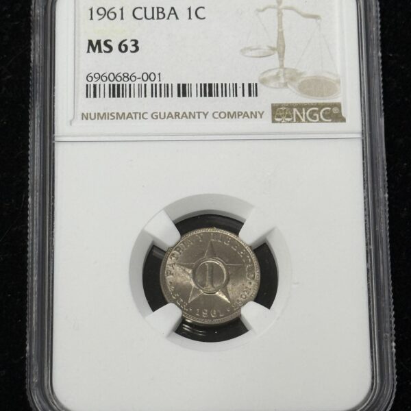 1961 Cuba 1 Centavos NGC MS63