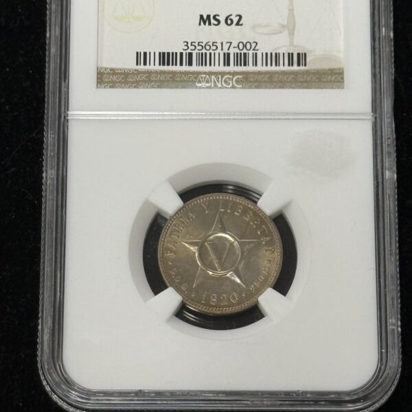 1920 Cuba 5 Centavos NGC MS62