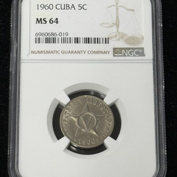 1960 Cuba 5 Centavos NGC MS64