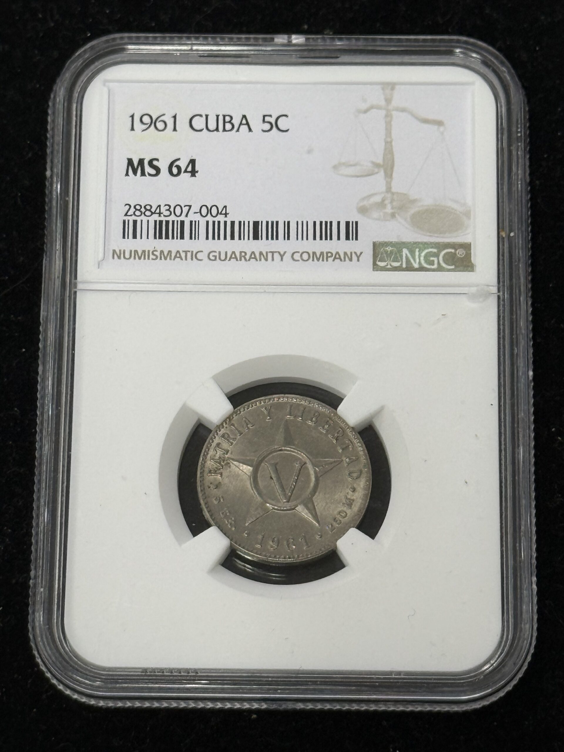 1961 Cuba 5 Centavos NGC MS64