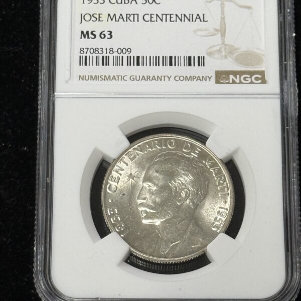 1953 Marti Cuba Silver 50 Centavos NGC MS63