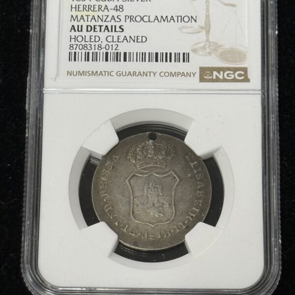 1834 Cuba Mantanzas Proclamation Medal NGC AU Holed Herrera 48
