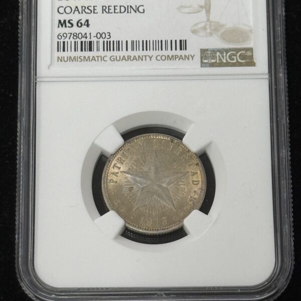 1915 Cuba 20 Centavos Low Relief Coarse NGC MS64