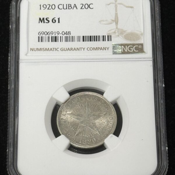 1920 Cuba 20 Centavos NGC MS61
