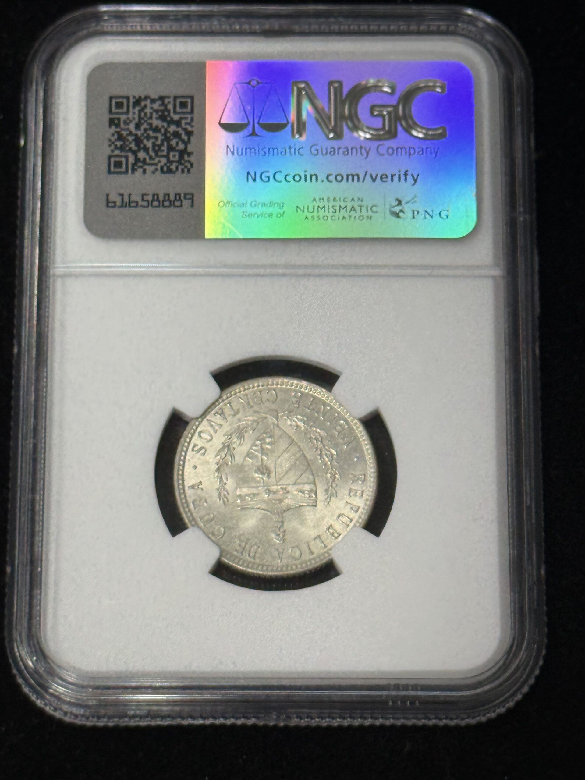 1949 Cuba 20 Centavos NGC MS65 - Image 2