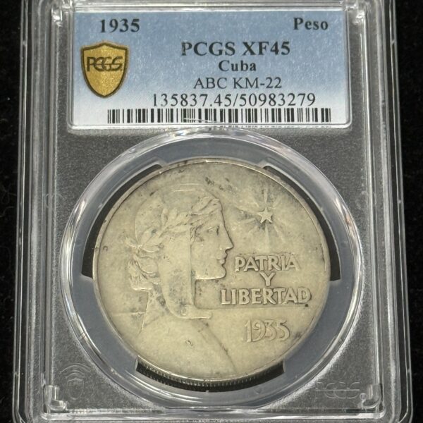 1935 Cuba ABC Peso PCGS XF45