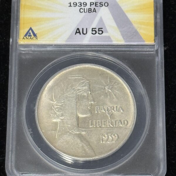 1939 Cuba ABC Peso ANACS AU55