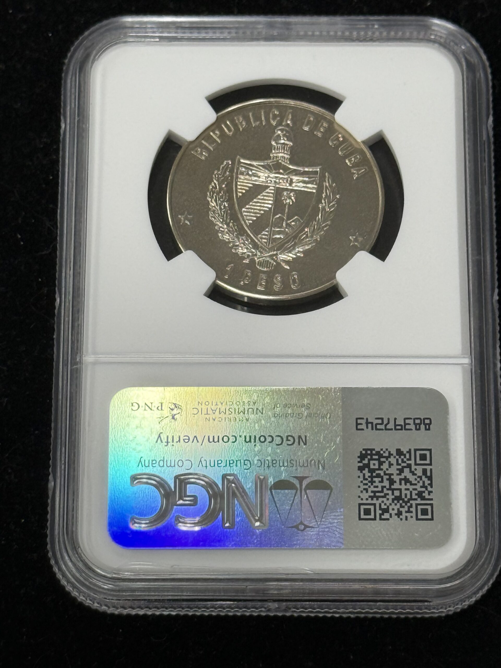 1982 Cuba Peso Ernest Hemingway Peso NGC MS65 - Image 2