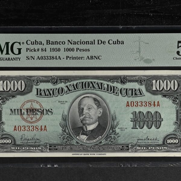 1950 Banco Nacional Cuba 1000 Pesos PMG 58