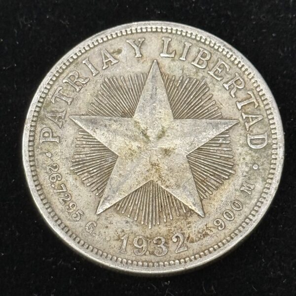 1932 Silver Cuba Star Peso XF
