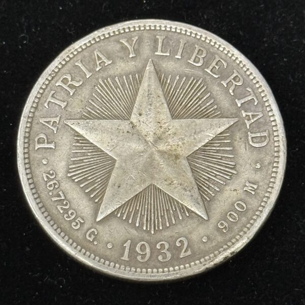 1932 Silver Cuba Star Peso XF