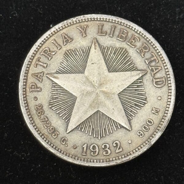 1932 Silver Cuba Star Peso XF