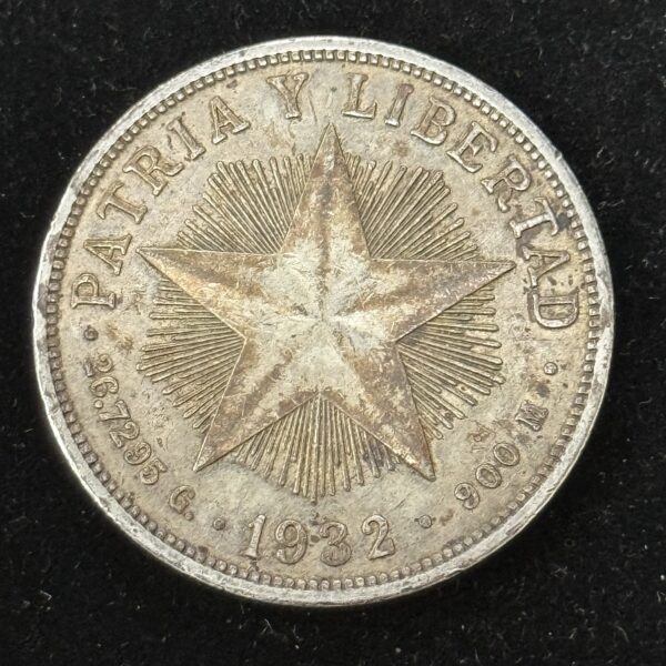 1932 Silver Cuba Star Peso XF