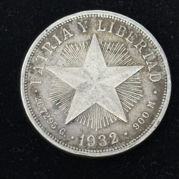 1932 Silver Cuba Star Peso XF