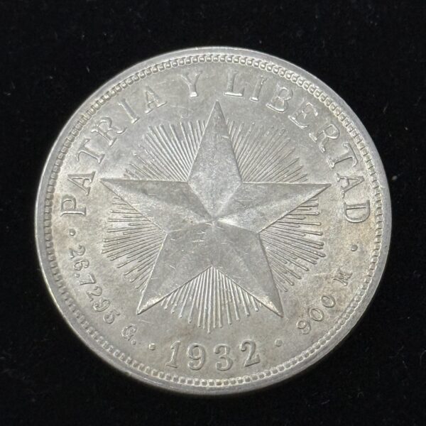 1932 Silver Cuba Star Peso UNC