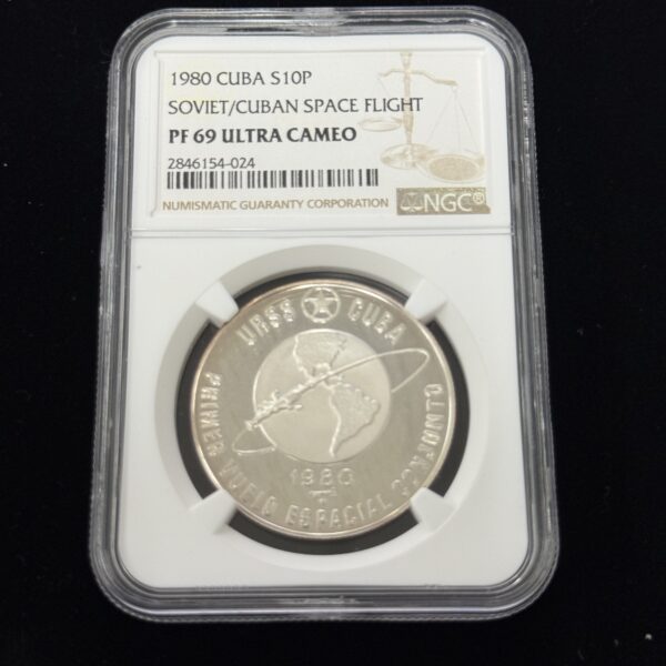 1980 Cuba Silver 10 Pesos Space Flight NGC PF69 UC