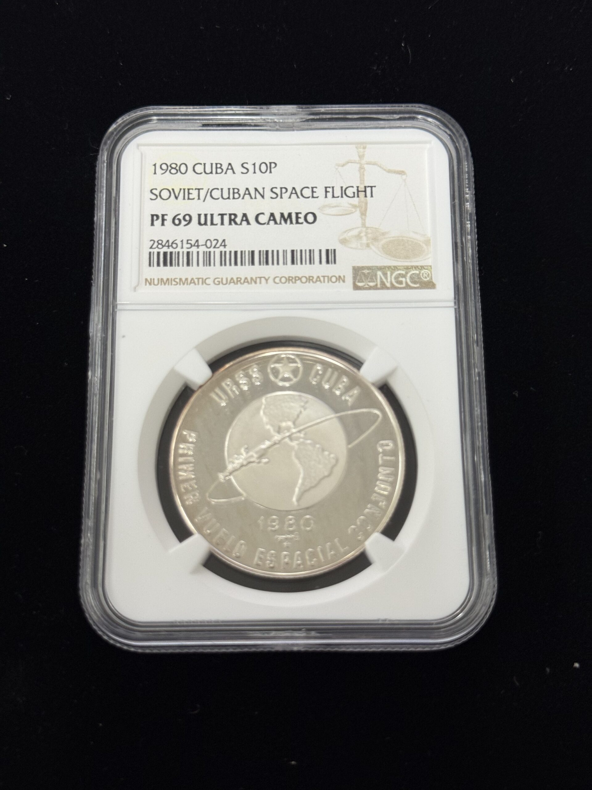1980 Cuba Silver 10 Pesos Space Flight NGC PF69 UC