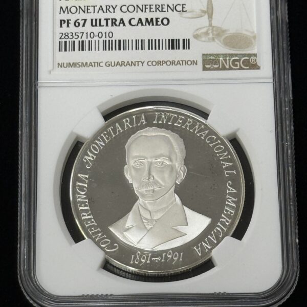 1991 Cuba Silver 10 Pesos Marti AIMC NGC PF67 UC