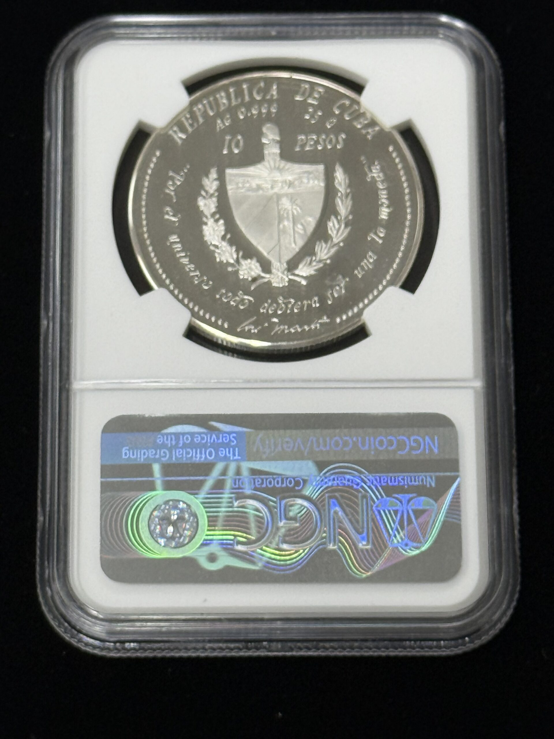 1991 Cuba Silver 10 Pesos Marti AIMC NGC PF67 UC - Image 2