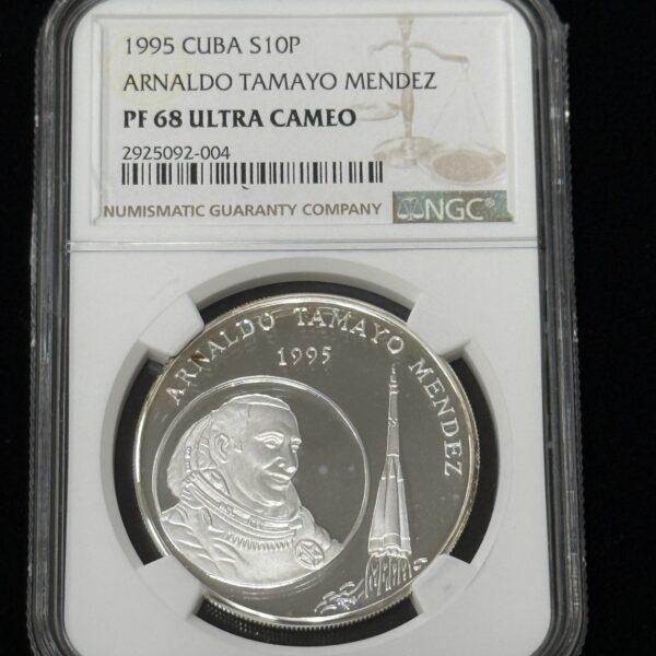 1995 Cuba 10 Pesos Arnaldo Tamayo Mendez NGC PF68 UC
