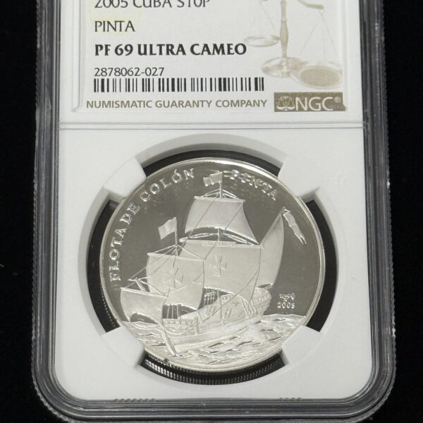 2005 Cuba 10 Pesos Pinta NGC PF69 UC