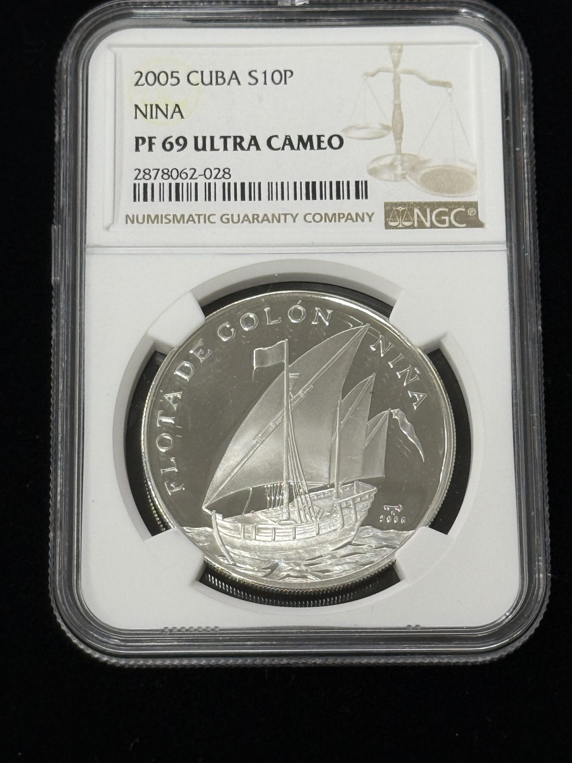 2005 Cuba 10 Pesos Nina NGC PF69 UC